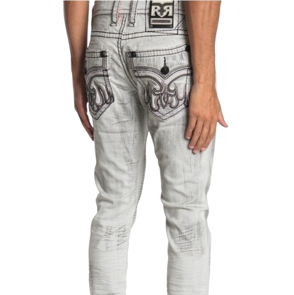 🆕️Rock Revival Quince Sup Stretch Slim Straight Jeans. Mens Size W34x34L - Picture 1 of 13
